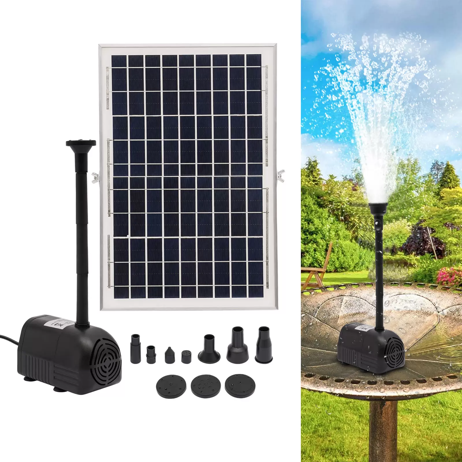 10W Solar Pond Pump Fountain Pump Fountain Garden Fountain Water Feature Fountain 1000L/H Solar Panel Powered Water Pump Garden Pool Pond